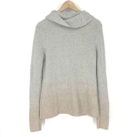 WHBM Sweater Size Medium Womens Silver Pink Long Sleeve Cowl Neck Ombre Shimmer - Picture 5 of 8